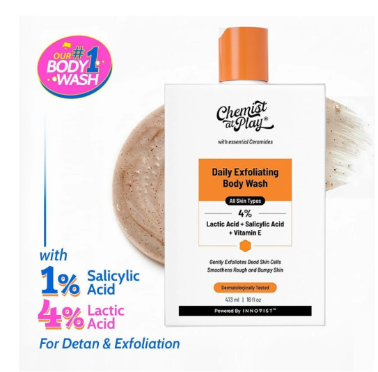 Chemist at Play Exfoliating Body Wash - Lactic Acid, Salicylic Acid | Shower Gel for Women & Men (236 ml)